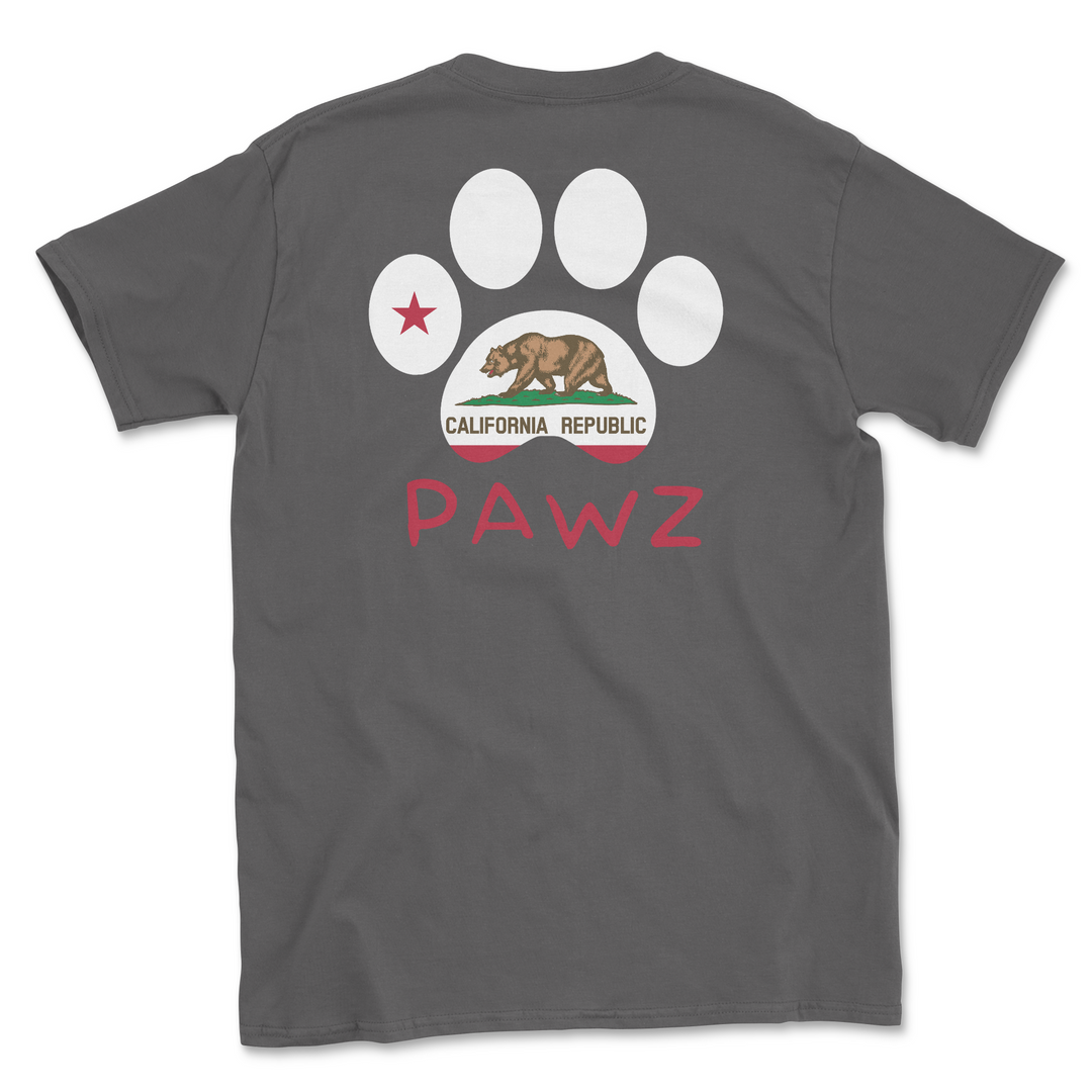 California Flag Paw (Adult Short Sleeve T-Shirt)