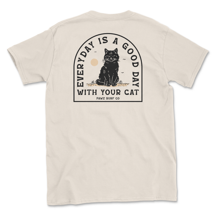 Good Day Cat - Natural (Adult Short Sleeve T-Shirt)