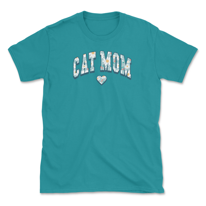 Cat Mom - Front Print - Jade (Adult Short Sleeve T-Shirt)