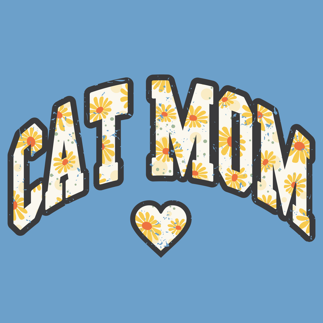 Cat Mom - Front Print - Carolina Blue (Adult Short Sleeve T-Shirt)